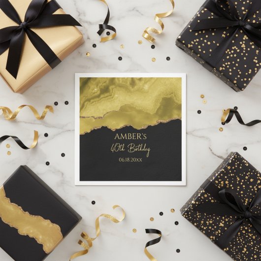 Golden Yellow Gold Glitter Abstract Watercolor  スタンダードカクテルナプキン