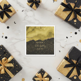 Golden Yellow Gold Glitter Abstract Watercolor  スタンダードカクテルナプキン