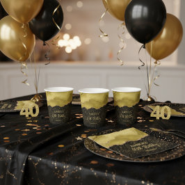 Golden Yellow Gold Glitter Abstract Watercolor  紙コップ