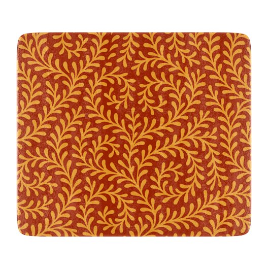 Golden Yellow Leafy Vine Pattern  カッティングボード (正面)