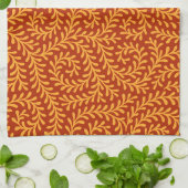 Golden Yellow Leafy Vine Pattern  キッチンタオル (折り畳み)