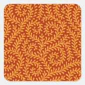 Golden Yellow Leafy Vine Pattern  スクエアシール (正面)
