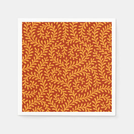 Golden Yellow Leafy Vine Pattern  スタンダードカクテルナプキン
