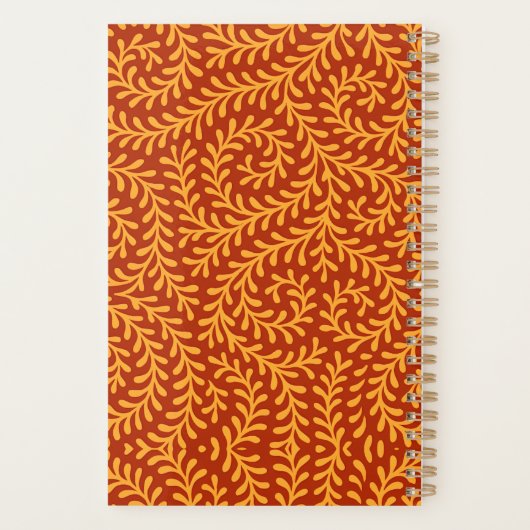 Golden Yellow Leafy Vine Pattern  プランナー手帳 (裏面)