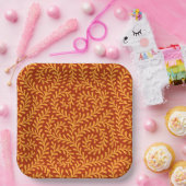 Golden Yellow Leafy Vine Pattern  ペーパープレート (パーティー)