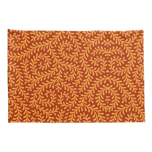 Golden Yellow Leafy Vine Pattern  枕カバー (裏面-右)