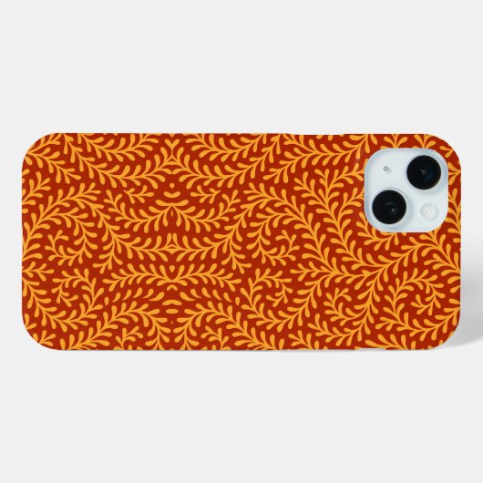 Golden Yellow Leafy Vine Pattern Case-Mate iPhoneケース (裏面 (横))