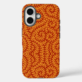 Golden Yellow Leafy Vine Pattern  iPhone 16ケース