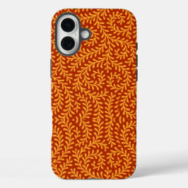 Golden Yellow Leafy Vine Pattern  iPhone 16 Plusケース