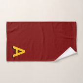 Golden Yellow Monogram on Maroon バスタオルセット (ハンドタオル)