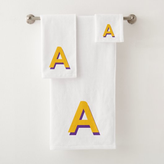Golden Yellow Monogram on White バスタオルセット (インサイチュ)