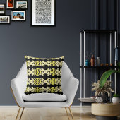 Golden Yellow Ornamental Stripe Seamless Pattern クッション