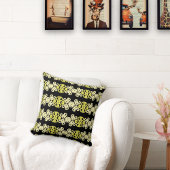 Golden Yellow Ornamental Stripe Seamless Pattern クッション