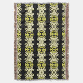Golden Yellow Ornamental Stripe Seamless Pattern スローブランケット (正面縦)