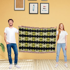 Golden Yellow Ornamental Stripe Seamless Pattern スローブランケット