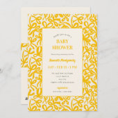 Golden Yellow Ribbons and Bows Baby Shower 招待状 (正面/裏面)