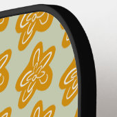 Golden Yellow Sketched Flowers on Sage ピックルボールラケット (左詳細)