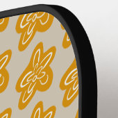 Golden Yellow Sketched Flowers on Sandy Cream ピックルボールラケット (左詳細)