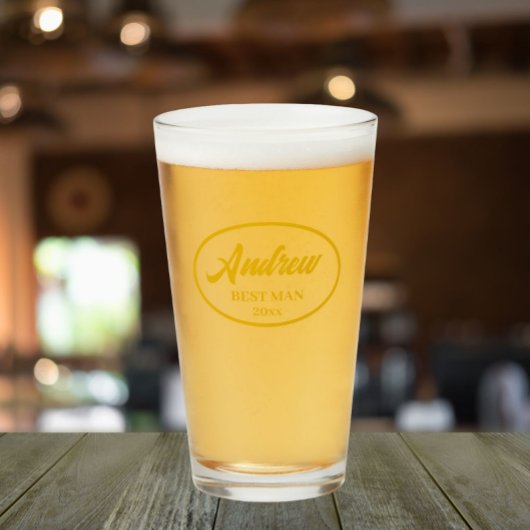 Golden Yellow Stylized Name Wedding Best Man タンブラーグラス