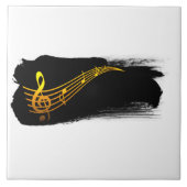 Golden-Yellow Treble Clef Music Design タイル (正面)
