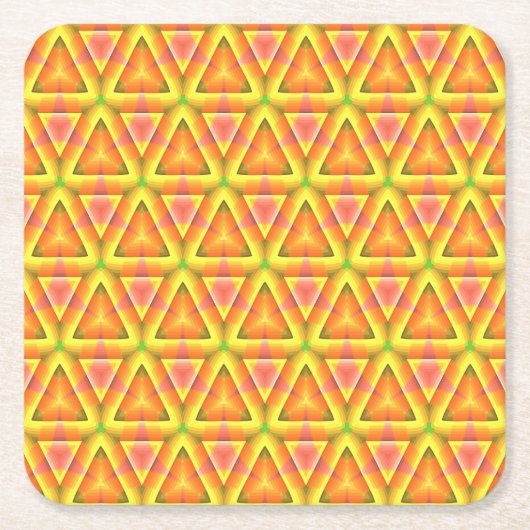 Golden Yellow Triangle Pattern スクエアペーパーコースター (正面)