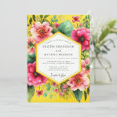 Golden Yellow Vibrant Bloom Wedding 招待状 (スタンド正面)