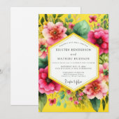 Golden Yellow Vibrant Bloom Wedding 招待状 (正面/裏面)