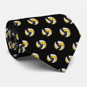 Golden Yellow, White and Black Volleyball ネクタイ (ロール)
