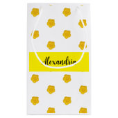 Golden Yellow Wildflower  Monogram Name Gift Bag スモールペーパーバッグ (裏面)