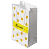 Golden Yellow Wildflower  Monogram Name Gift Bag スモールペーパーバッグ (裏面アングル)