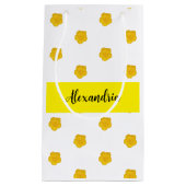 Golden Yellow Wildflower  Monogram Name Gift Bag スモールペーパーバッグ (正面)