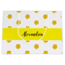 Golden Yellow Wildflower  Monogram Name Gift Bag