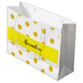 Golden Yellow Wildflower  Monogram Name Gift Bag ラージペーパーバッグ (正面アングル)