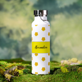 Golden Yellow Wildflower Photo Monogram Name ウォーターボトル