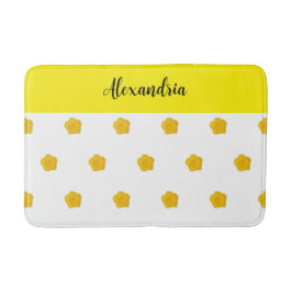 Golden Yellow Wildflower Photo Name Monogram  バスマット