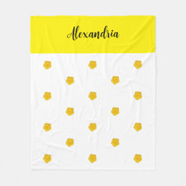Golden Yellow Wildflower Photo Name Monogram フリースブランケット
