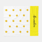 Golden Yellow Wildflower Photo Name Monogram フリースブランケット (正面(横))