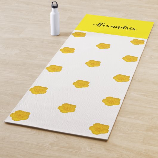 Golden Yellow Wildflower Photo Name Monogram ヨガマット (インサイチュ)