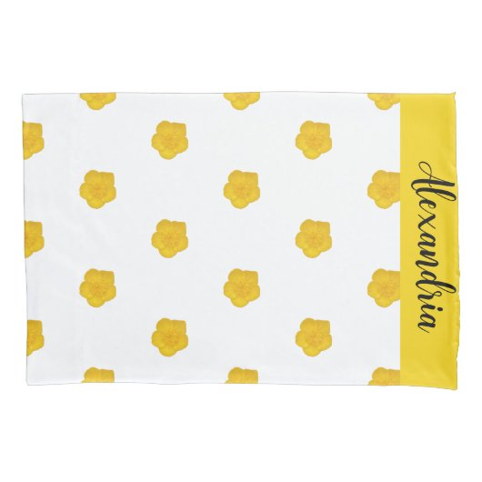 Golden Yellow Wildflower Photo pillow case  枕カバー (正面)