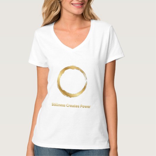 Golden Zen Circle –Stillness Creates Power T-Shirt Tシャツ (正面)
