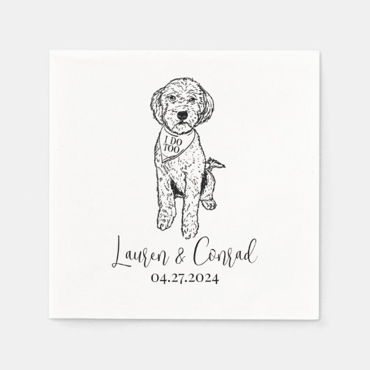 Goldendodle Labradodle カスタムDodle.Napkin Dog結婚's スタンダードカクテルナプキン (正面)