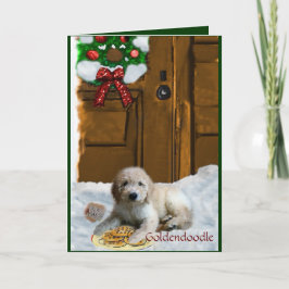 Goldendoodleのクリスマスのギフト シーズンカード