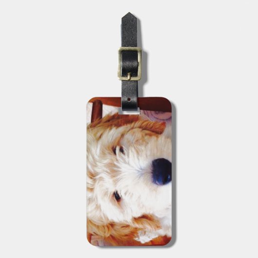 Goldendoodleの子犬 ラゲッジタグ (正面縦)