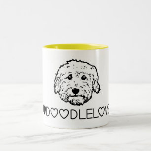 Goldendoodle愛! かわいい落書き犬 ツートーンマグカップ