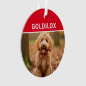 Goldendoodle犬の名前と写真クリスマス オーナメント (正面)