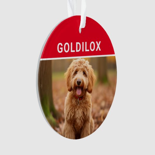 Goldendoodle犬の名前と写真クリスマス オーナメント (正面)
