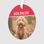 Goldendoodle犬の名前と写真クリスマス オーナメント (正面)