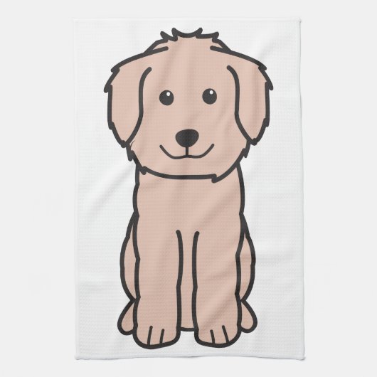 Goldendoodle犬の漫画 キッチンタオル (縦)