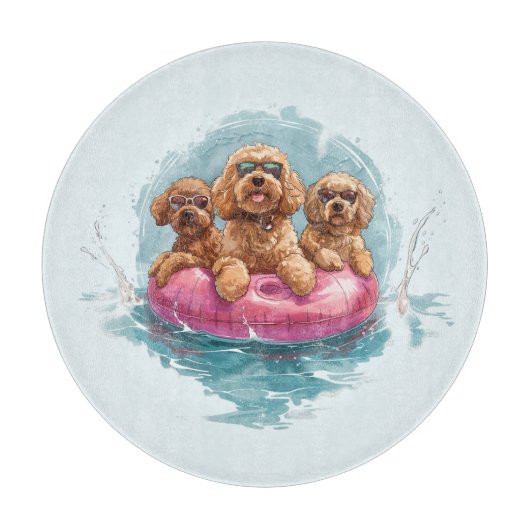 Goldendoodle犬サマーパイナップルプール浮き カッティングボード (正面)