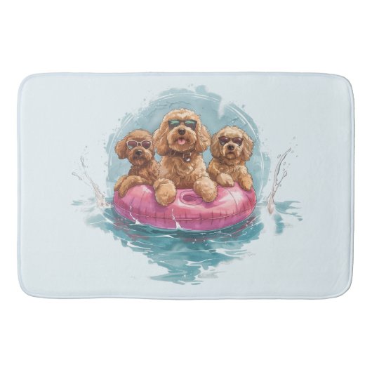 Goldendoodle犬サマーパイナップルプール浮き バスマット (正面)